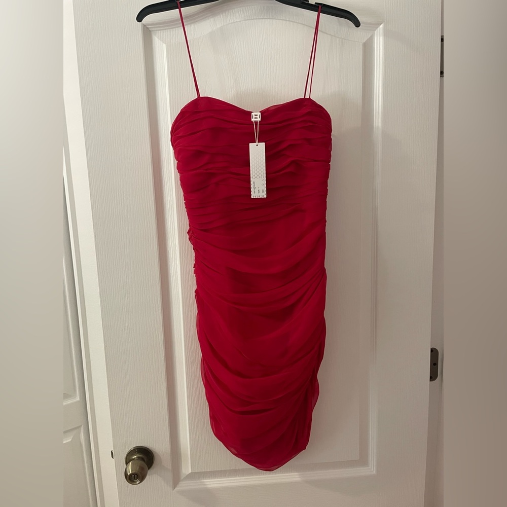NWT Halston heritage red scrunchie mini dress